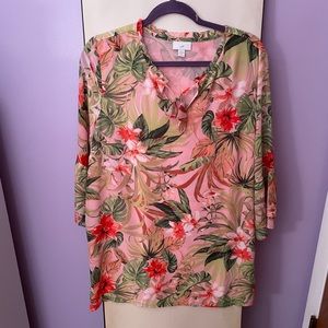 NWOT J. Jill Tropical Paradise 3/4 Sleeve Tunic Size Large Petite